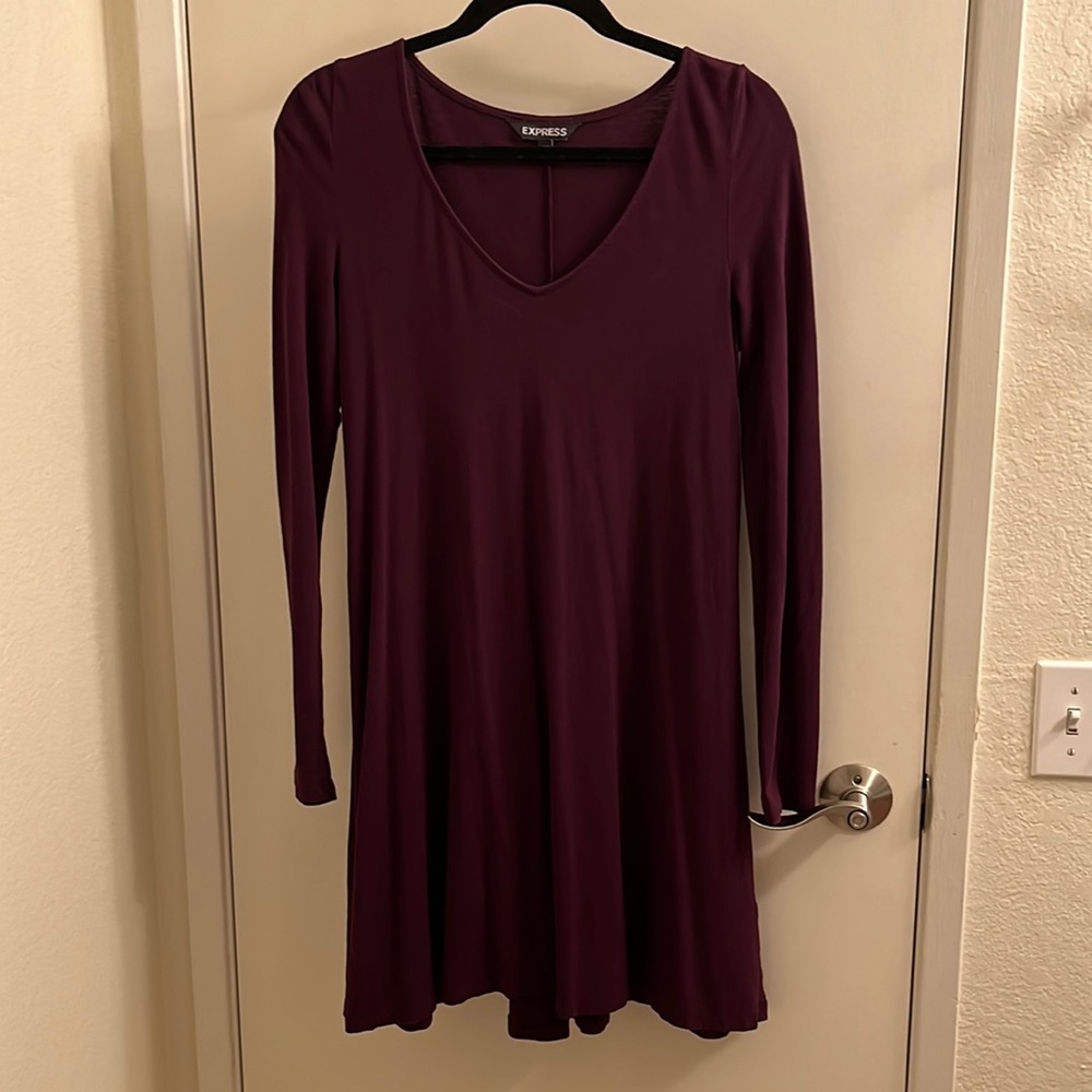 Express oversized burgundy long sleeve sweater dress